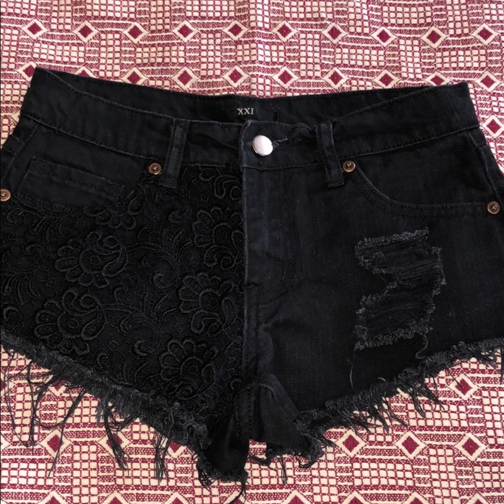 Forever 21 Lace/Distressed Shorts